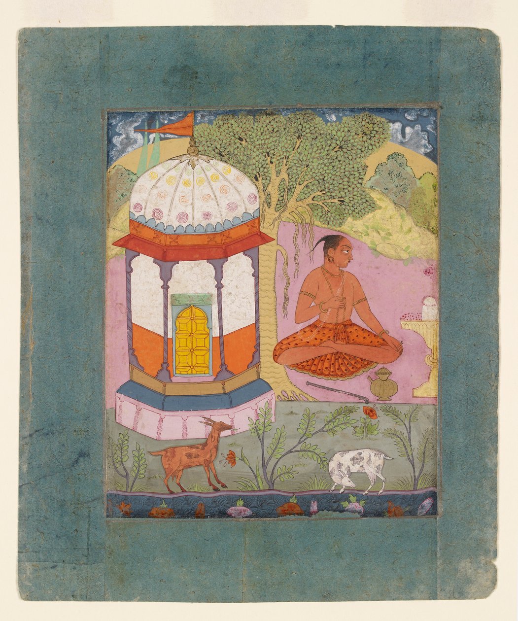 Asketisk i et landskap, illustrerer den musikalske modusen Bangali Ragini, c1675 av Unbekannt