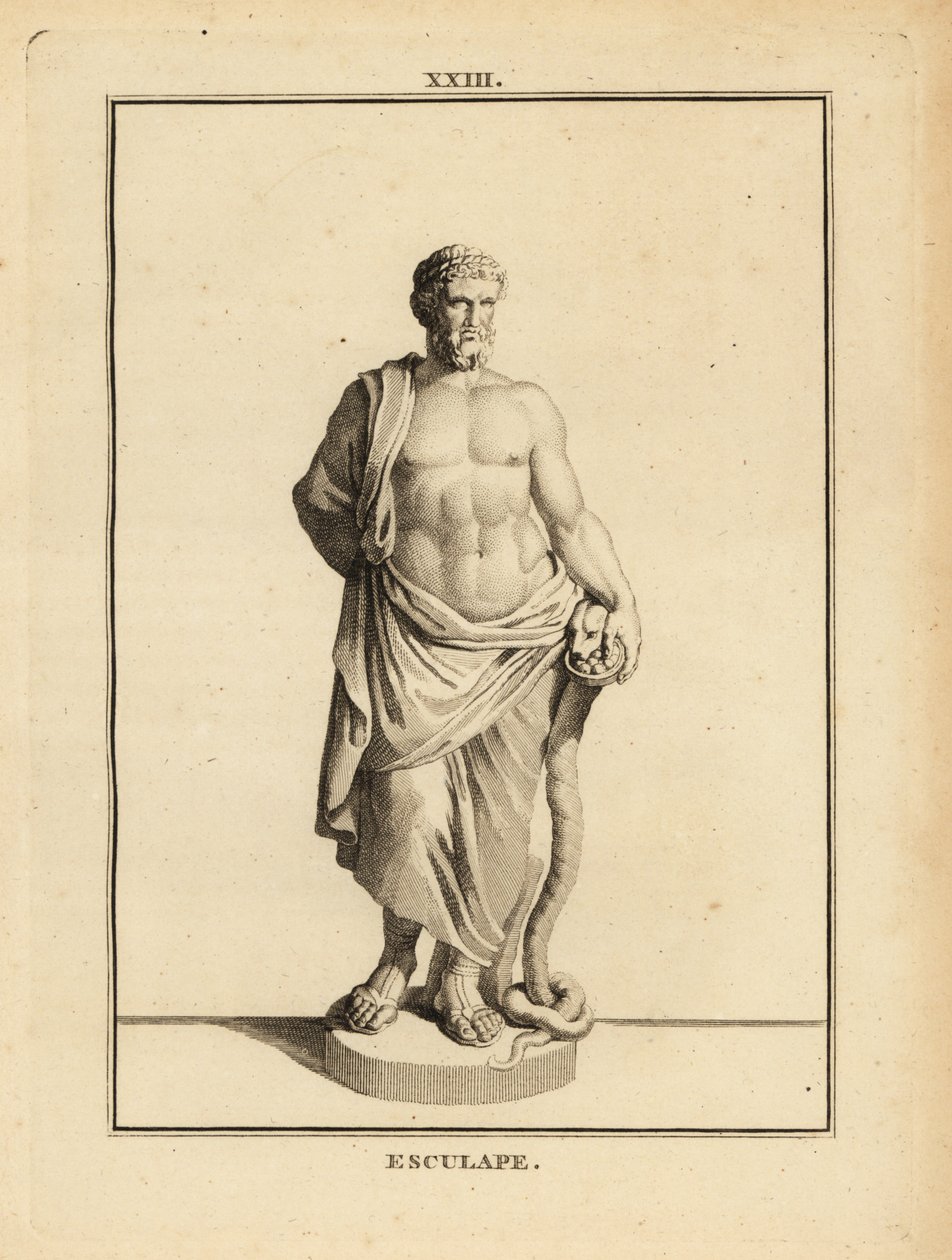 Asclepius, gresk medisingud med slange-flettet stav av Unbekannt