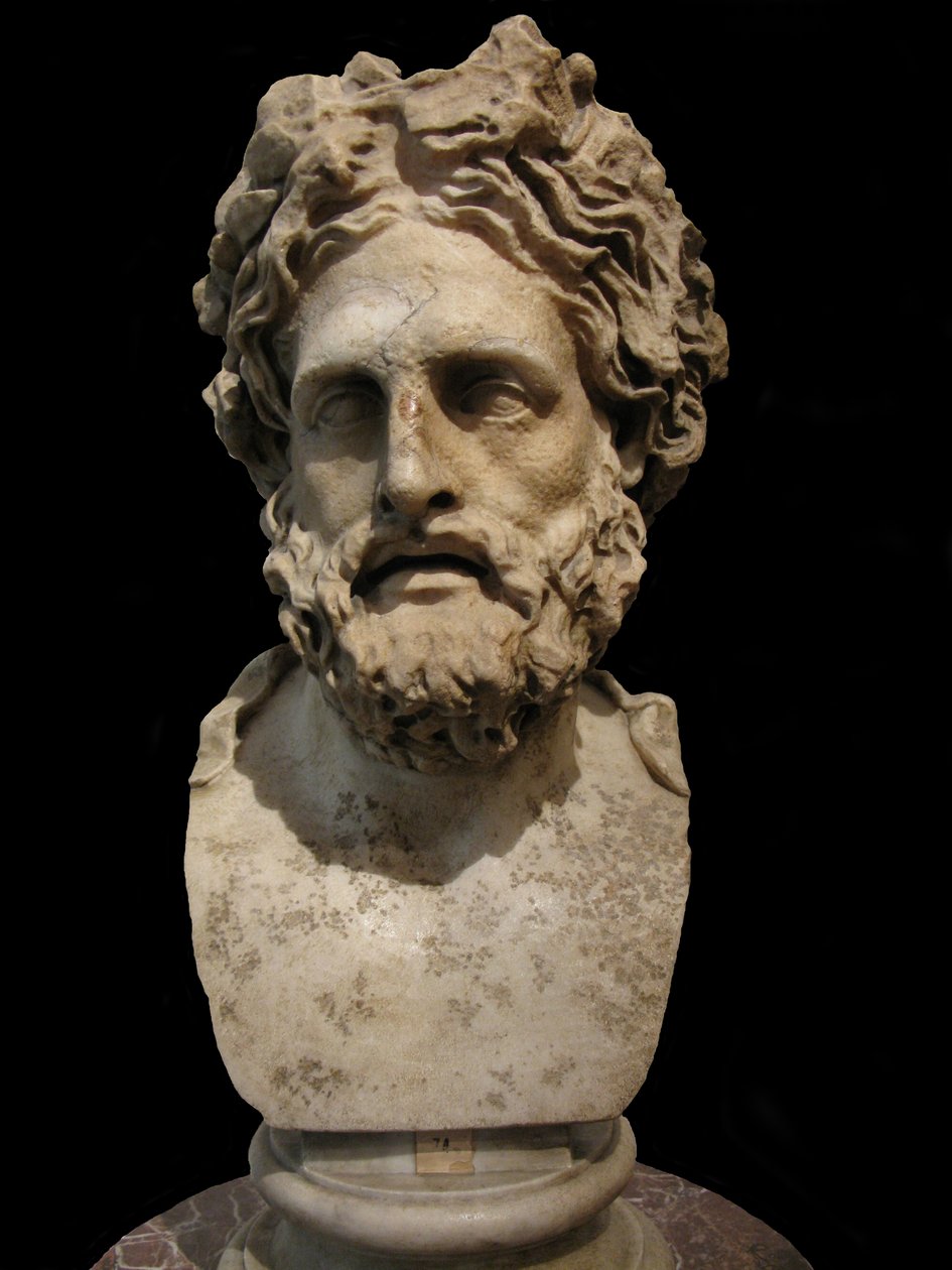Asclepius, gud for medisin og helbredelse. Romersk kopi av gresk statue av Phyromachos, 2. århundre f.Kr av Unbekannt