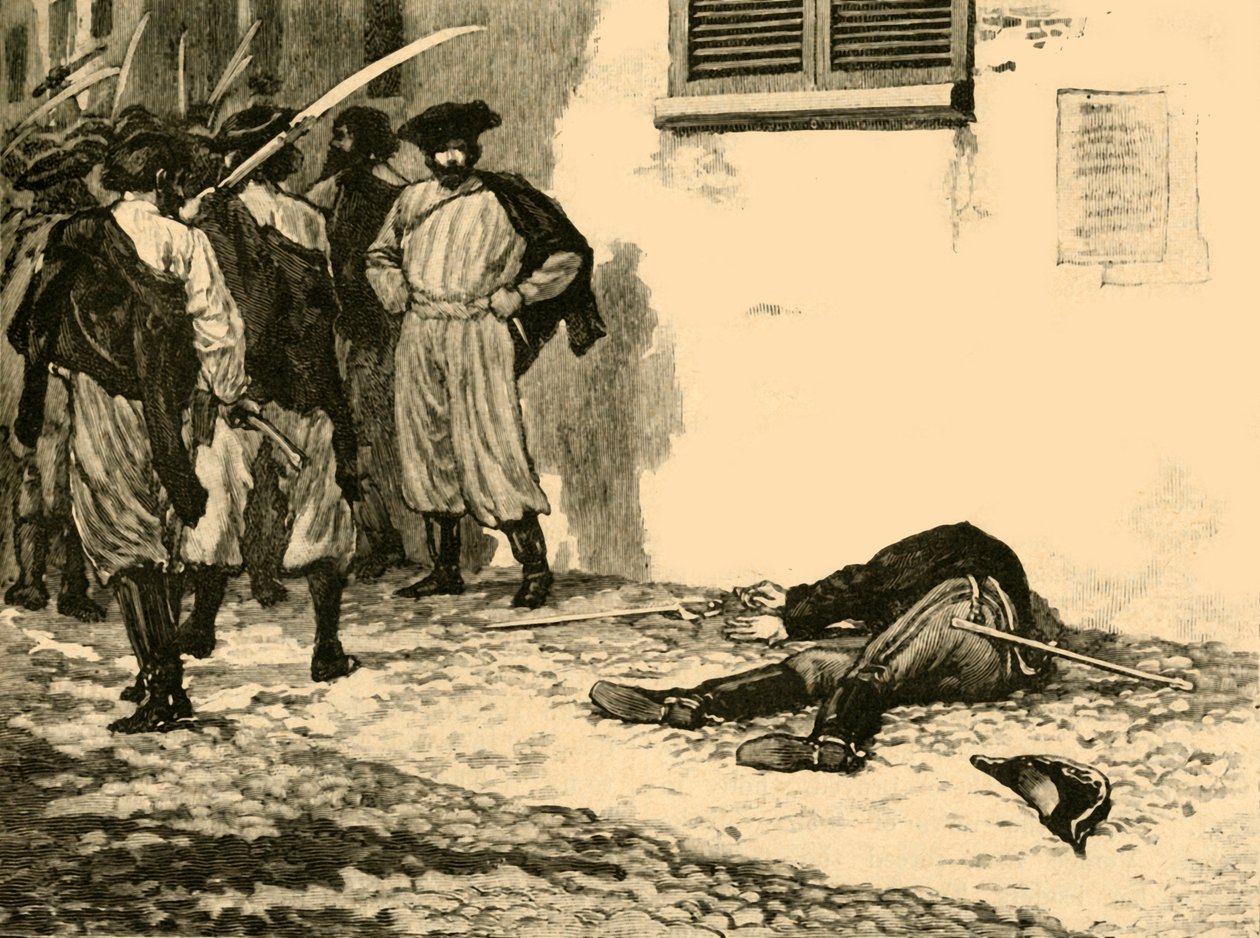 Attentatet på grev Franz Philipp von Lamberg, Budapest, Ungarn, 1848 c1890. av Unbekannt