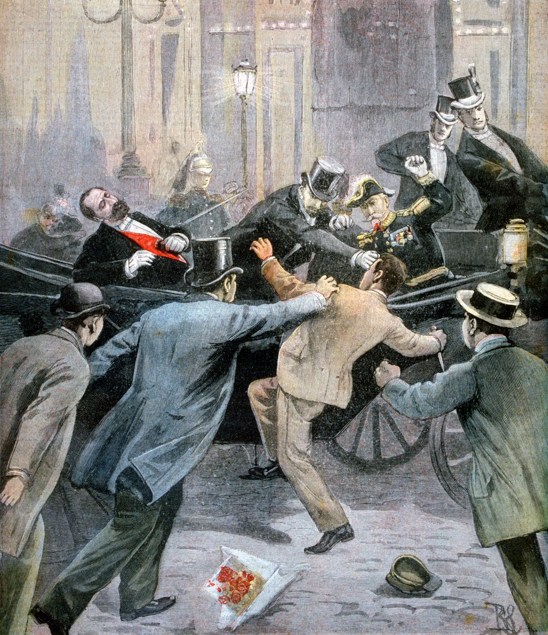 Attentatet på Marie François Sadi Carnot, president for den tredje franske republikk, 1894 av Unbekannt