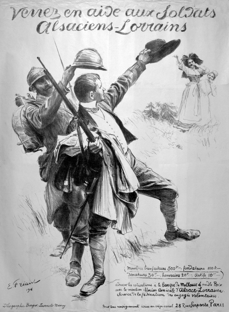 Hjelp de alsace-soldater, fransk plakat fra første verdenskrig, 1916 av Unbekannt