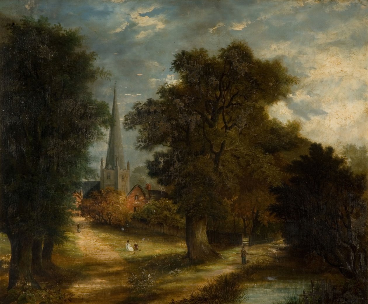 Aston Church and Village, [udatert] Nå Aston, Birmingham. av Unbekannt