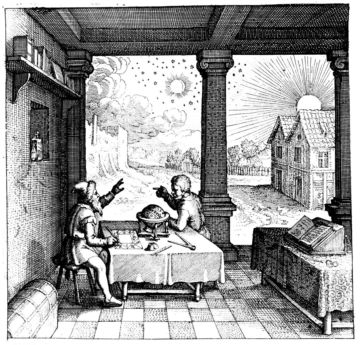 Astrologer forbereder et horoskop, 1617-1619 av Unbekannt