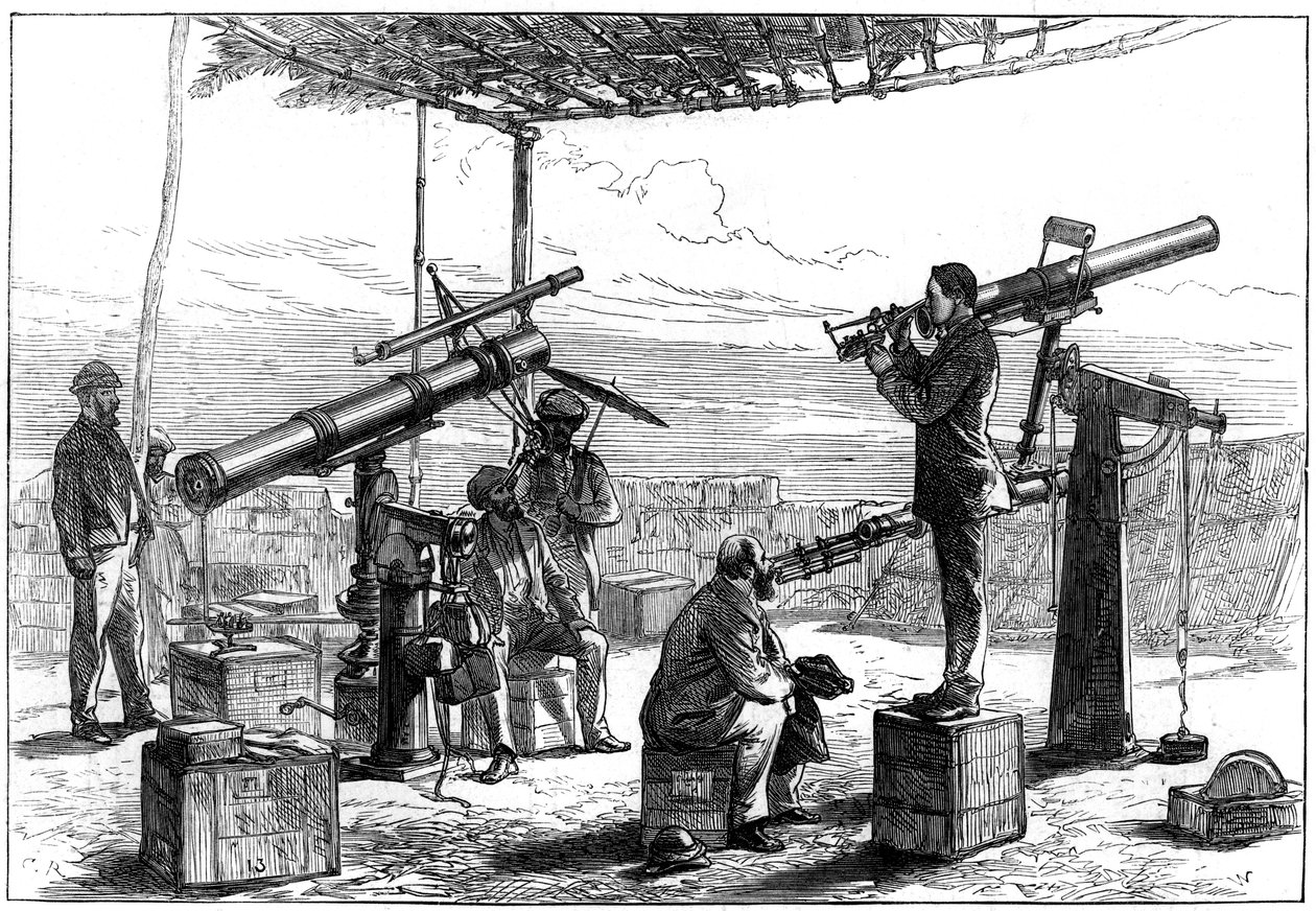 Astronomer venter på en formørkelse, India, 1872 av Unbekannt
