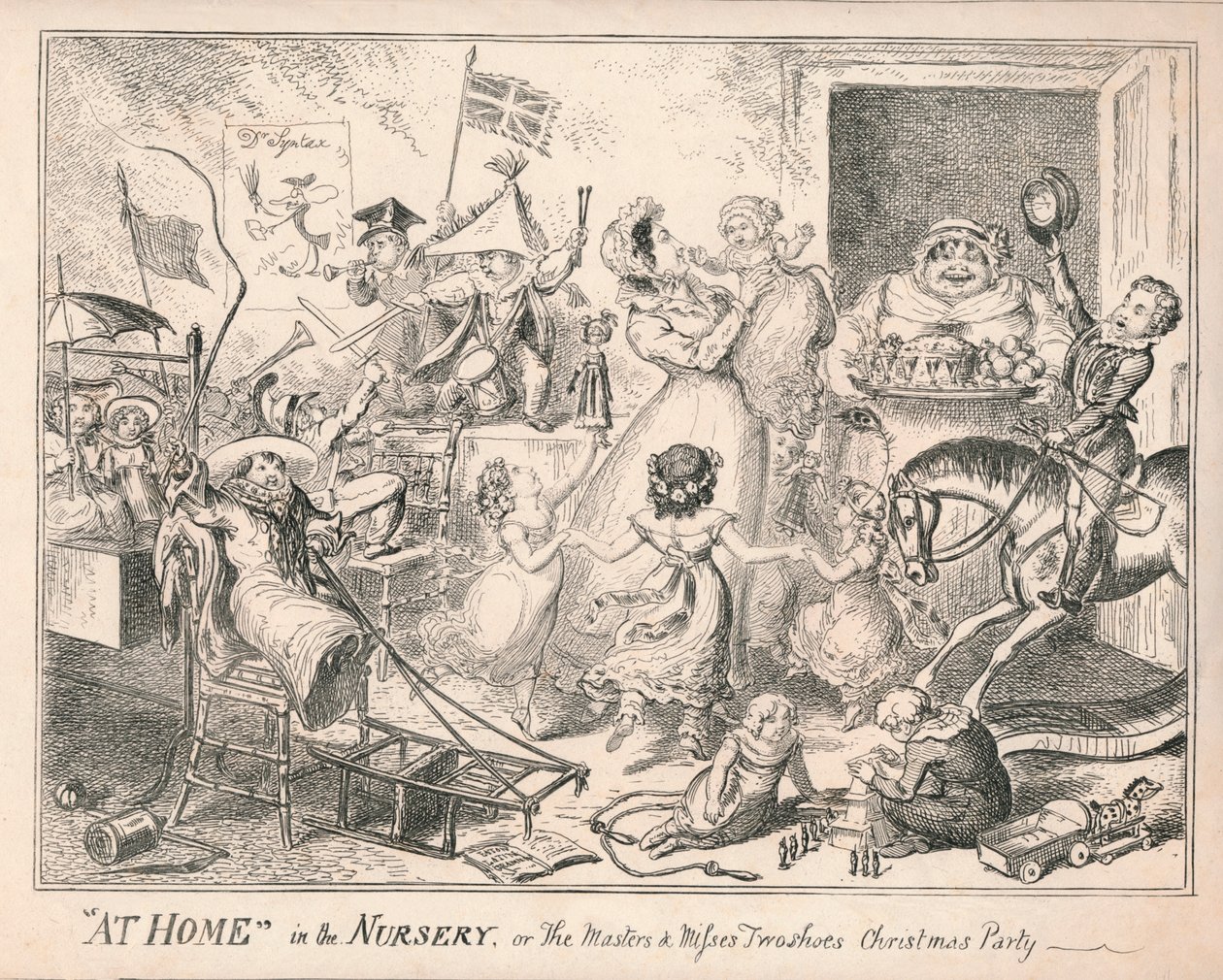 At Home in the Nursery, eller The Masters and Misses Two Shoes Christmas Party, 1835. av Unbekannt