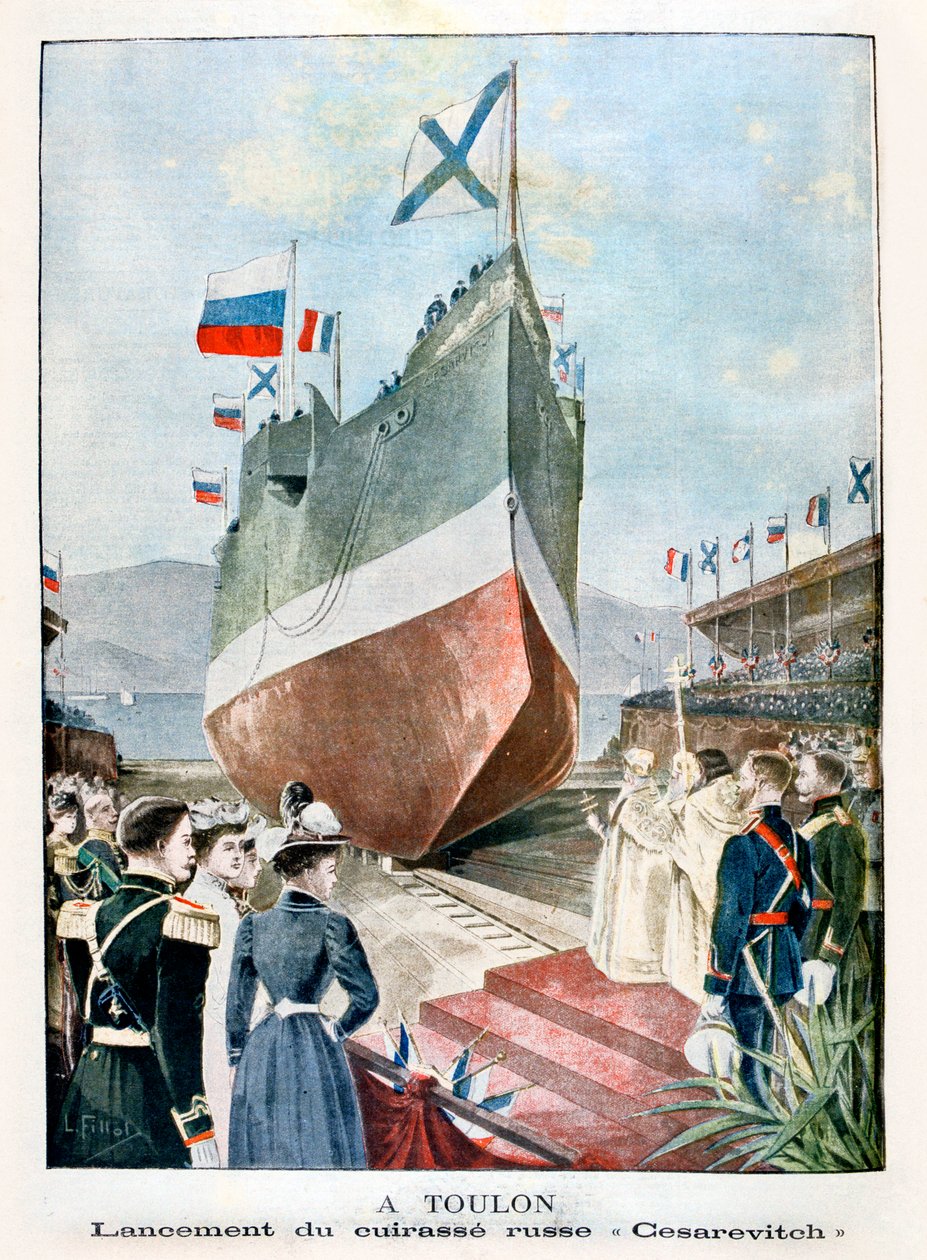 Ved Toulon, lansering av det russiske slagskipet Cesarevitch, 1901 av Unbekannt