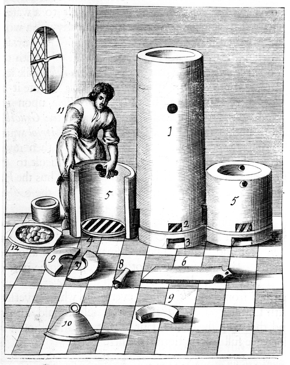 Athanor eller Slow Harry, en selvmatende ovn som opprettholder en konstant temperatur, 1683 av Unbekannt