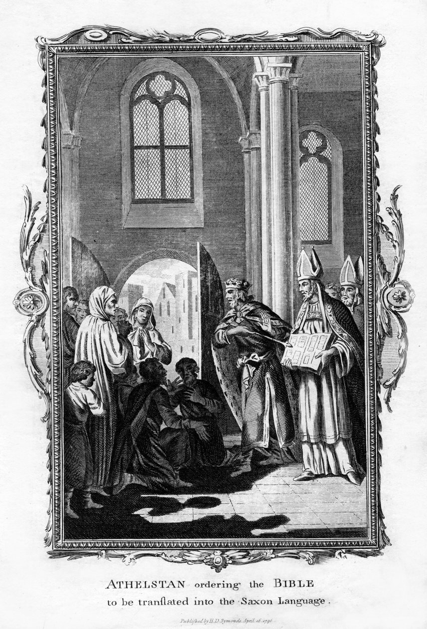 Athelstan beordret at Bibelen skulle oversettes til det saksiske språket, 1796 av Unbekannt