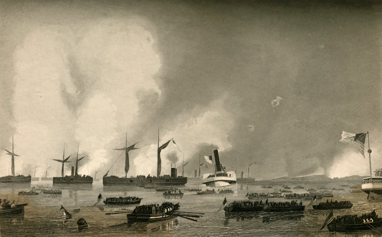 Attack Upon Roanoke Island - Landing of the Troops, 1878. av Unbekannt
