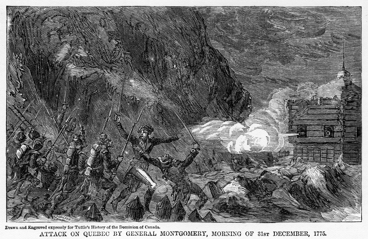 Angrep på Quebec av general Montgomery, morgenen 31. desember, 1755, 1877 av Unbekannt