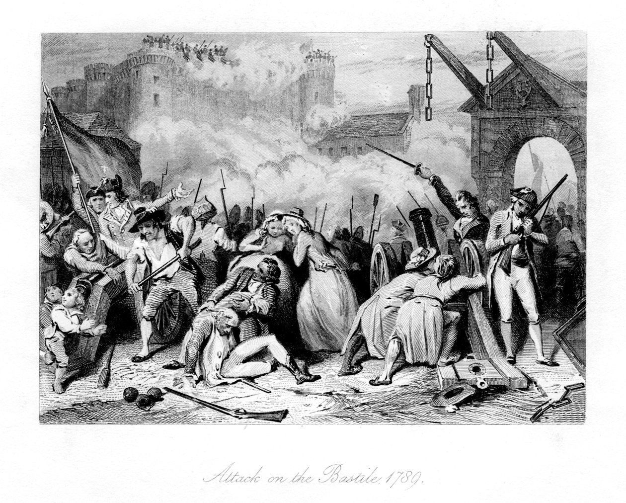 Angrep på Bastillen, 1789, 1845 av Unbekannt