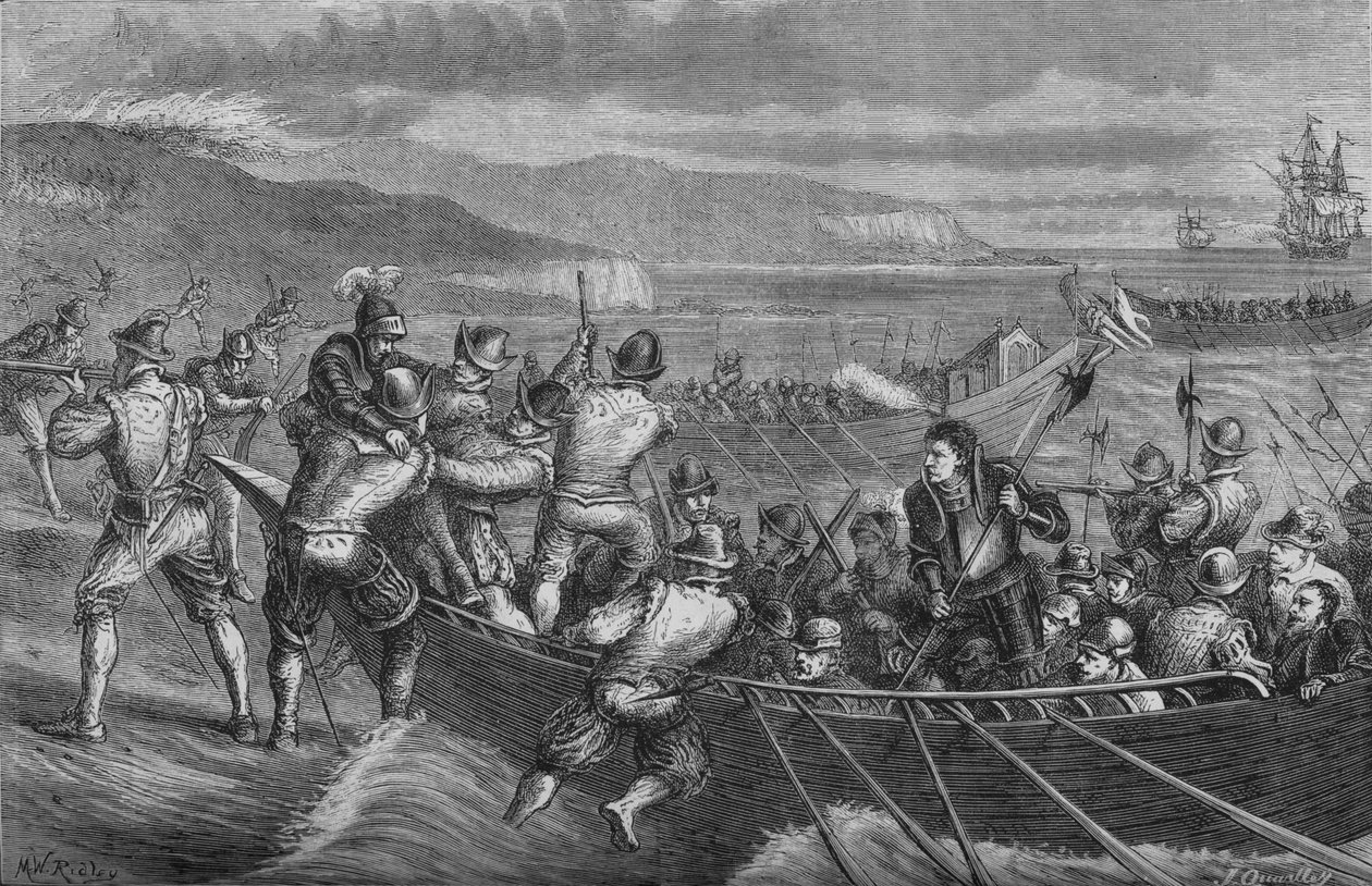 Angrep på Isle of Wight, juli 1545, c1880 av Unbekannt