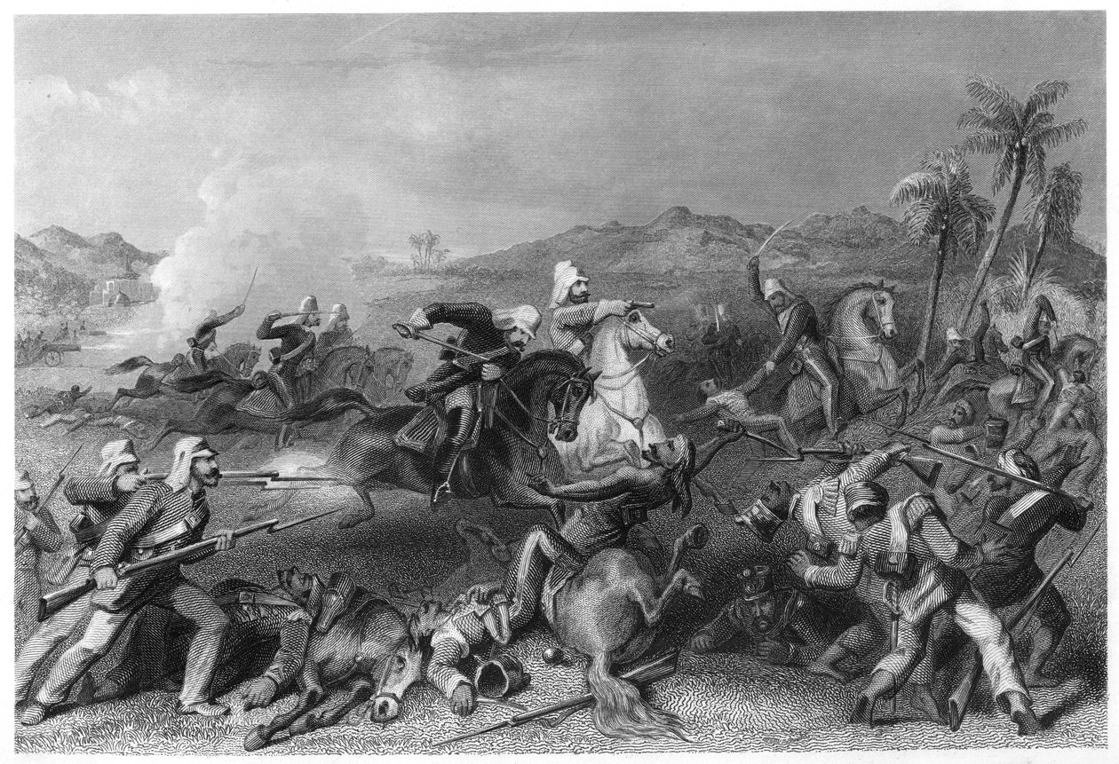 Angrep på Sealkote-mytterister av general Nicholsons Irregular kavaleri, 1857, c1860 av Unbekannt