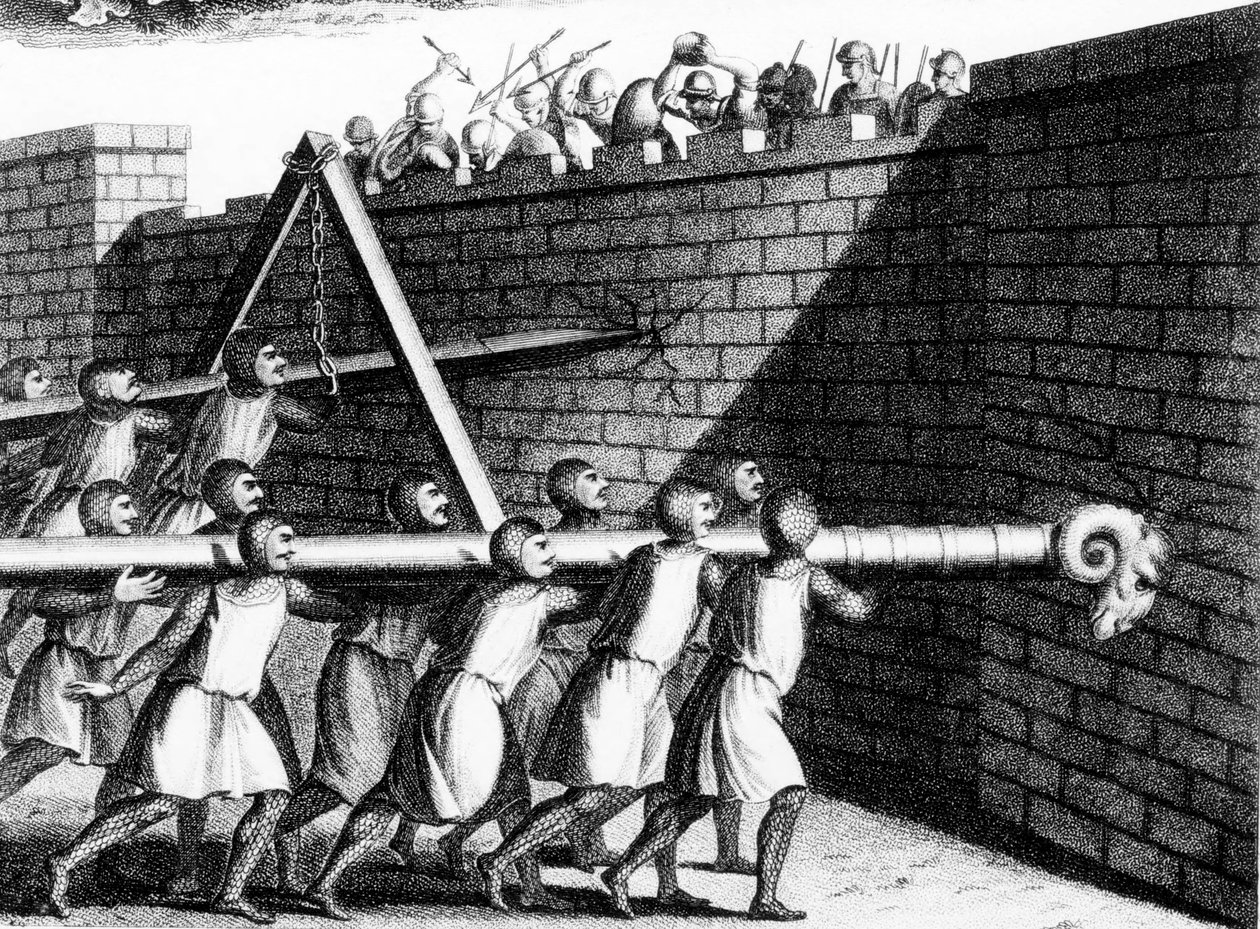 Angripende vegger med slagramme, c1800 av Unbekannt