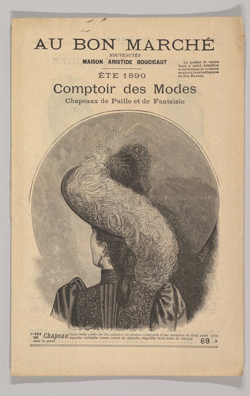 Au Bon Marché-Comptoir des Modes, Fancy stråhatter, sommer 1890, 1890. av Unbekannt