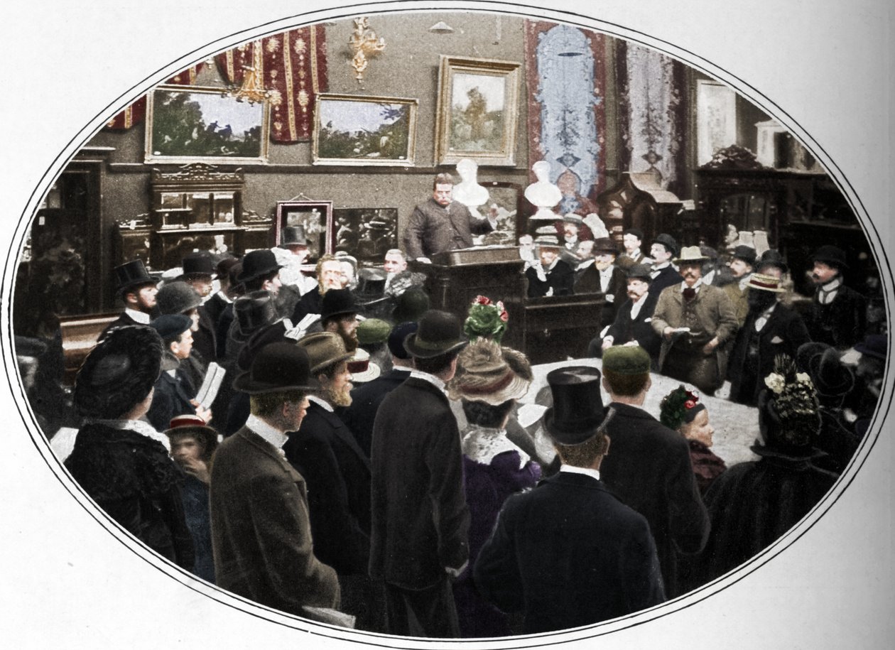 Auksjon pågår hos Phillips auctioneers, London, c1901 1901 av Unbekannt