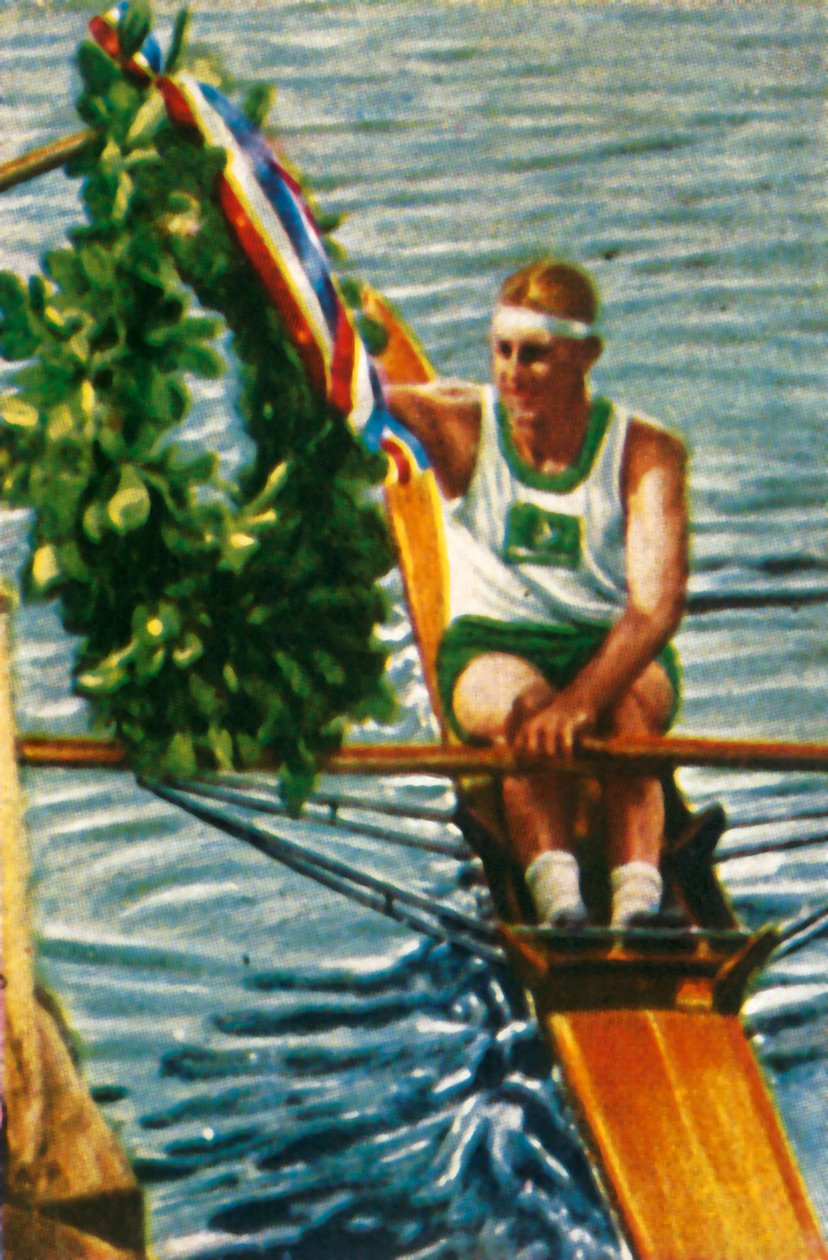 Den australske roeren Bobby Pearce vinner singelsculleren, 1928. av Unbekannt