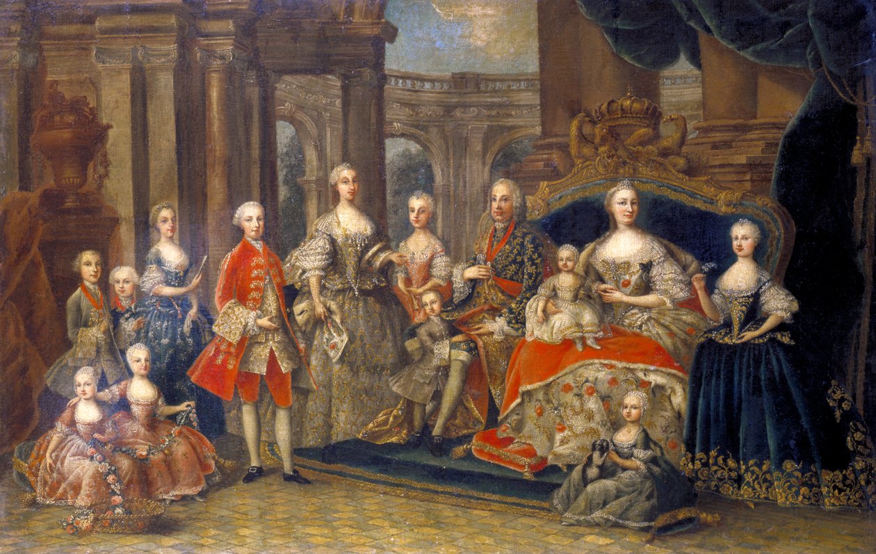 Østerriksk keiserfamilie, c1764 av Unbekannt