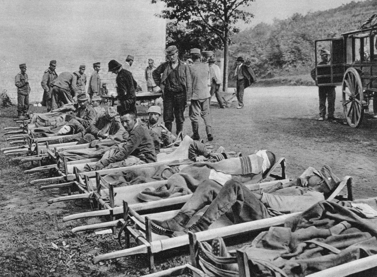 Østerrikske soldater på vei til sykehus, Battle of the Isonzo, første verdenskrig, 1915 av Unbekannt