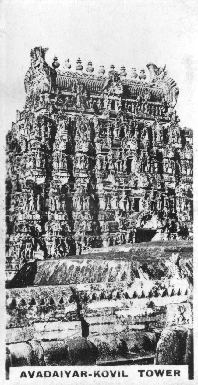 Avadaiyar-Kovil-tårnet, Avadaiyarkovil, Tamil Nadu, India, c1925 av Unbekannt