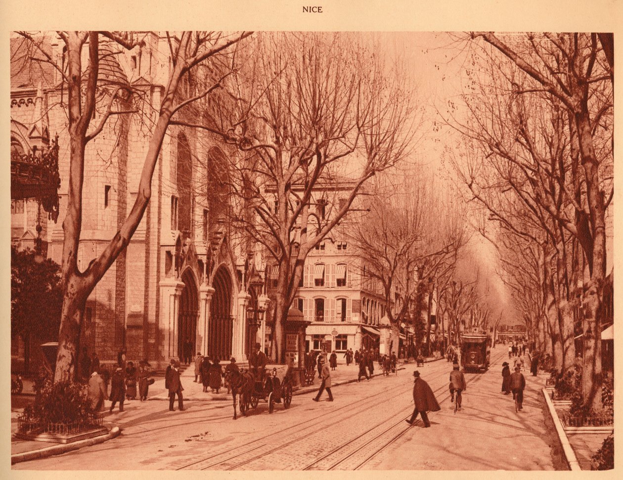 Avenue de la Victoire og Notre-Dame kirke, Nice, 1930. av Unbekannt