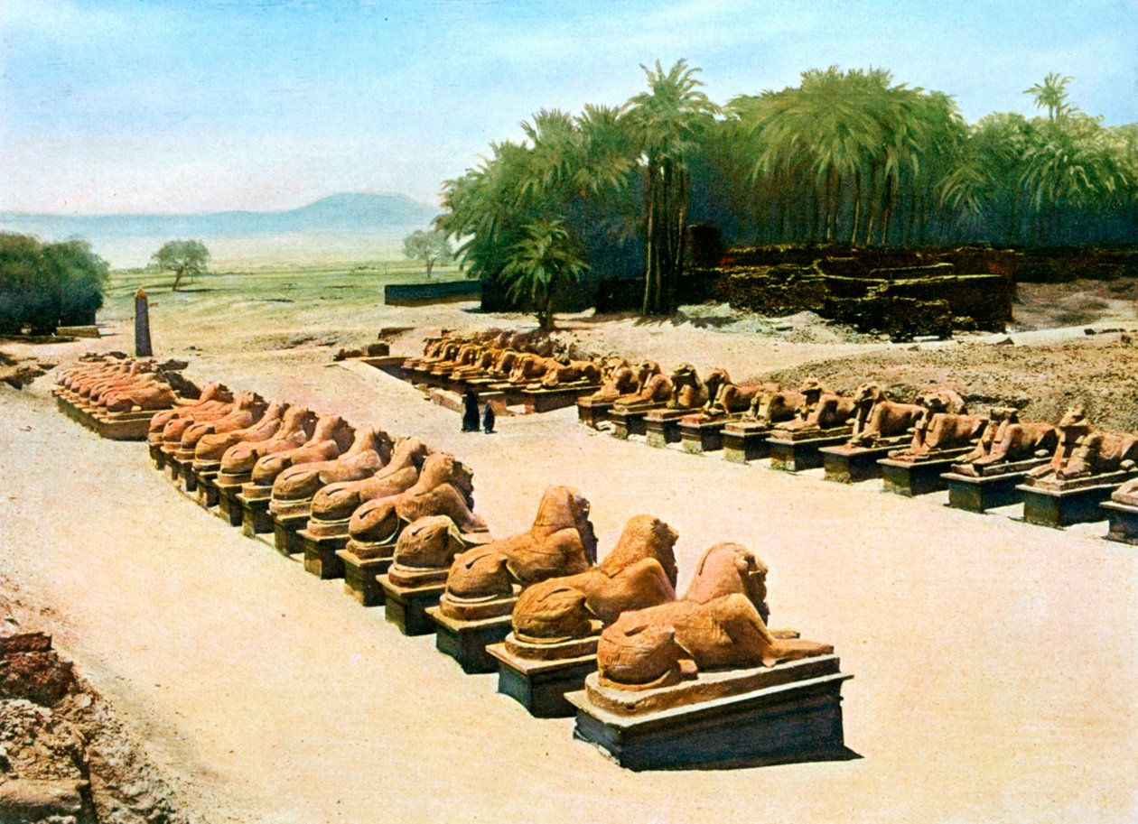 Avenue of ram-headed sfinxer, tempelet til Amun-Re, Karnak, Luxor, Egypt, 1900-tallet av Unbekannt