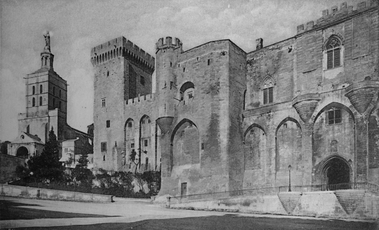 Avignon - Pavepalasset og katedralen, c1925 av Unbekannt