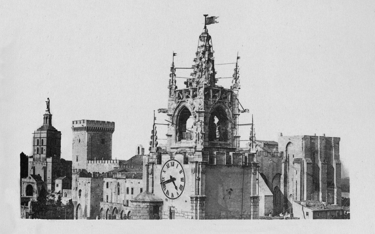 Avignon - Jacquemart-tårnet, kirken Notre-Dame of Doms og pavepalasset, c1925 av Unbekannt