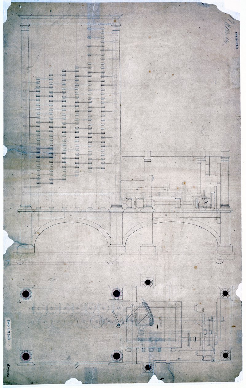 Babbage Engines En tegning av Charles Babbage av Unbekannt