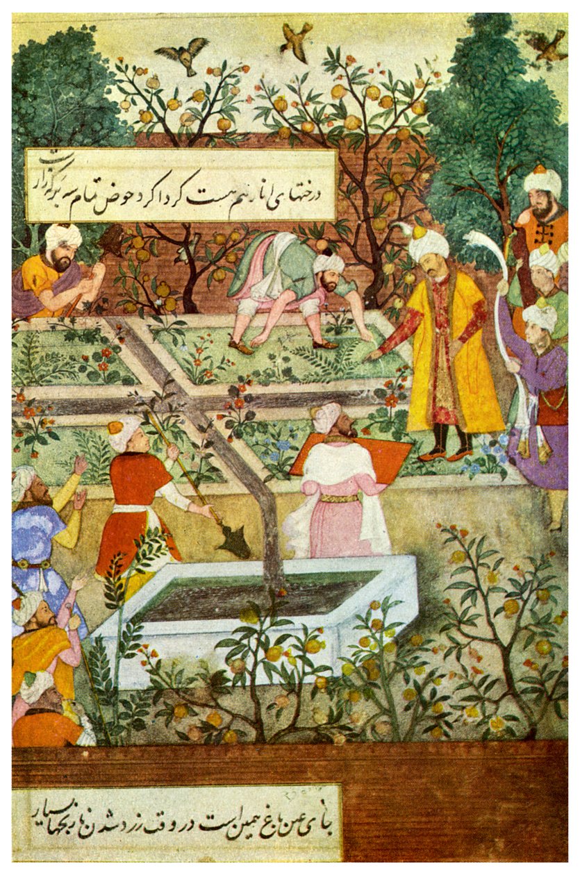 Babur tilsyn i Troskapens hage, 1508 1956 av Unbekannt