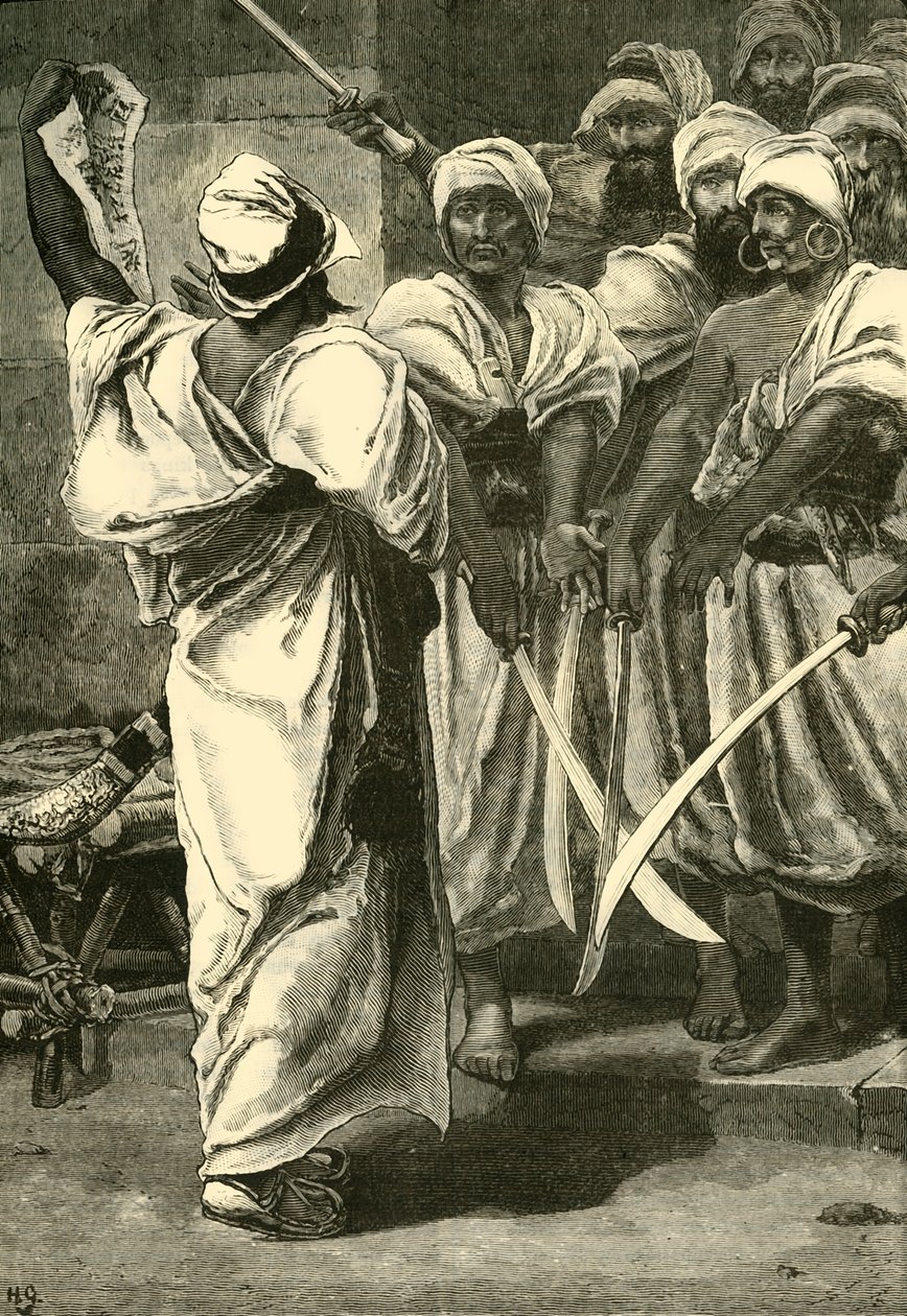 Bagaeus leverer sine meldinger til den persiske garde, 1890. av Unbekannt