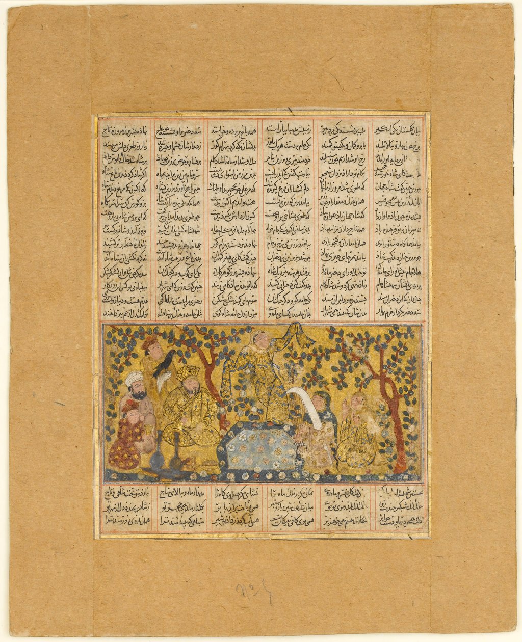 Bahram Gur Underholdt av døtrene til Barzin, Folio fra en Shahnama..., 1300-1330. av Unbekannt