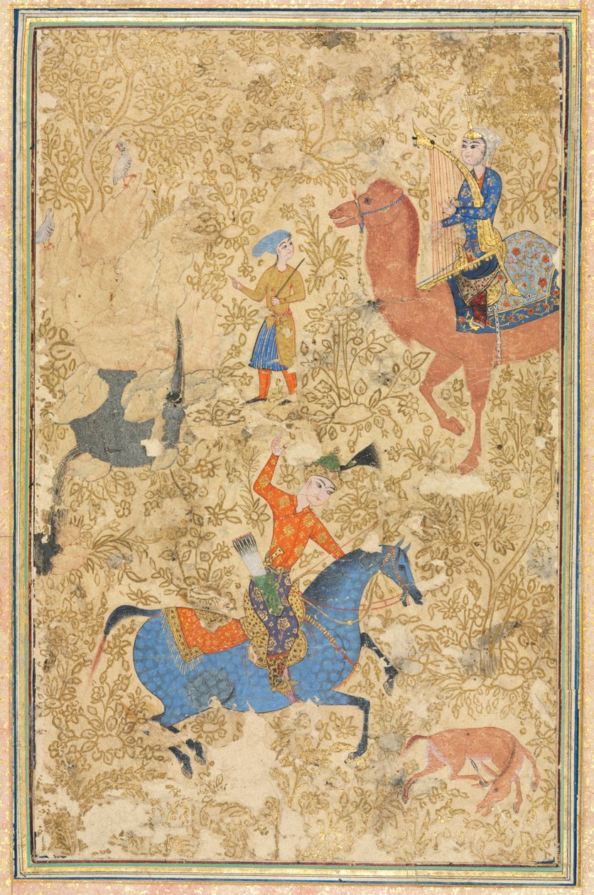 Bahram Gur og Azada, fra en Shahnama Book of Kings of Firdausi 940-1019 eller 1025, 1500-tallet. av Unbekannt