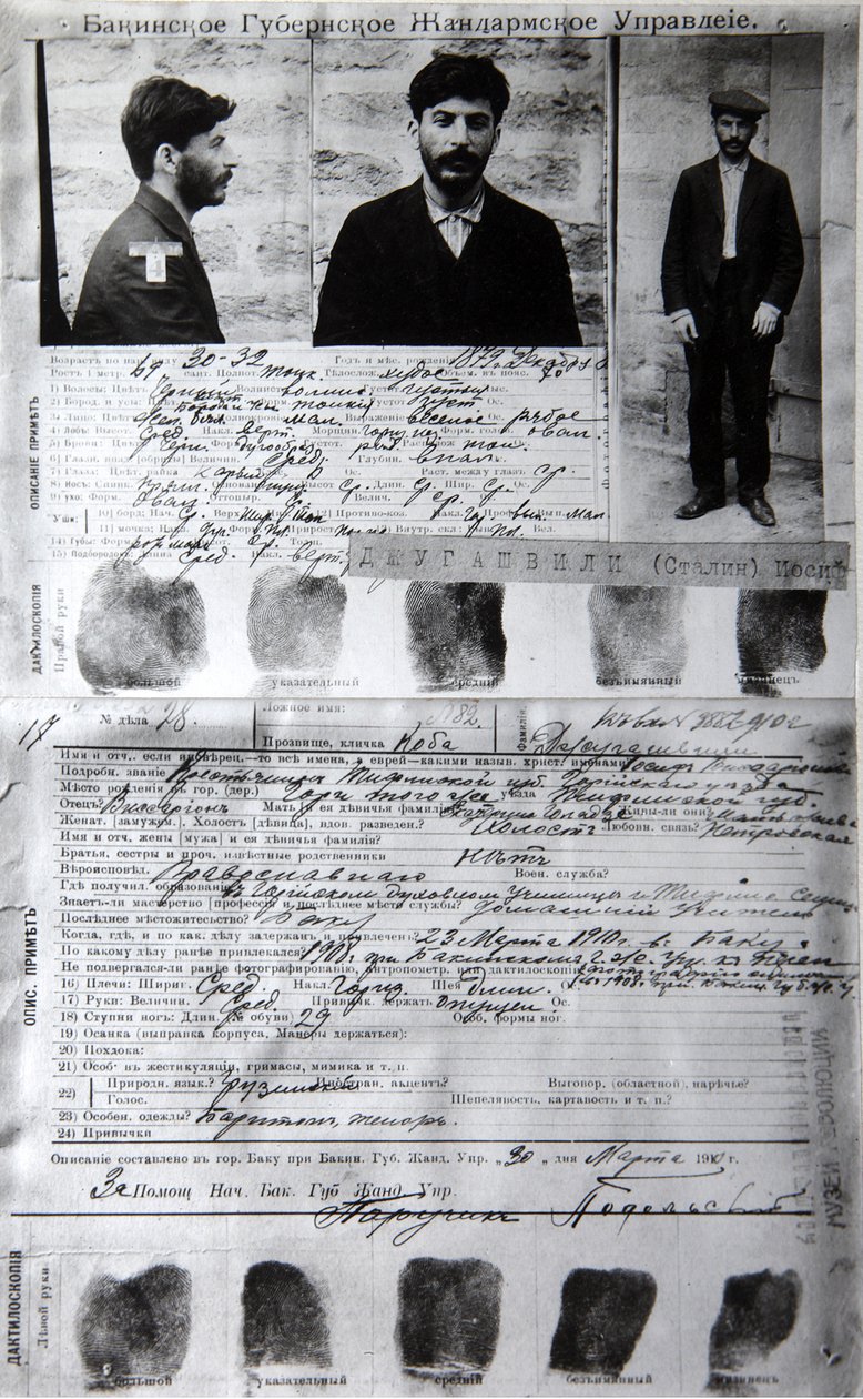 Baku politiform av den politiske kriminelle J Jugashvili Stalin, 1910 av Unbekannt