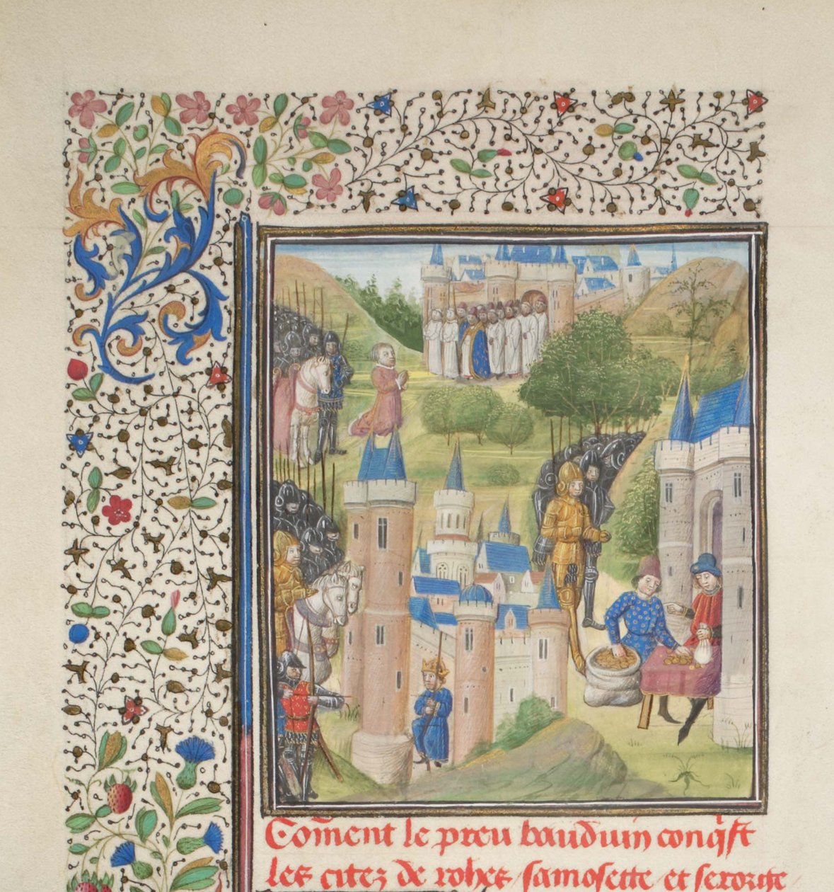 Baldwin av Boulogne på vei inn i Edessa i februar 1098. Miniatyr fra Historia av Vilhelm av Tyrus, 1460-tallet av Unbekannt