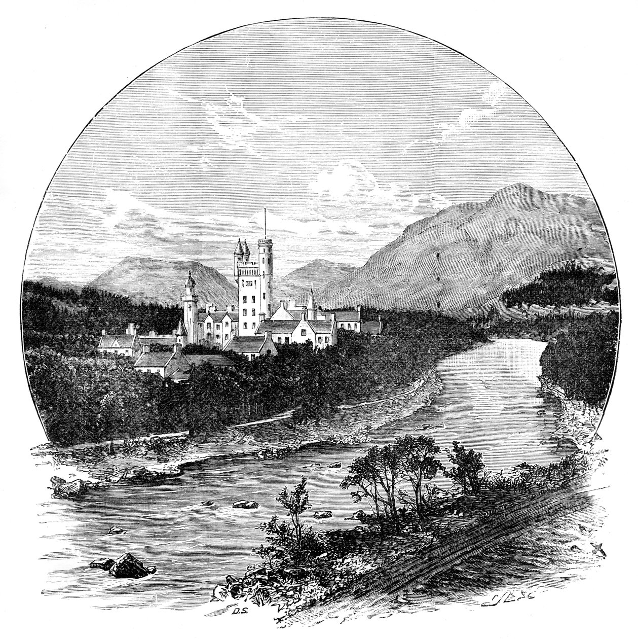 Balmoral Castle and the River Dee, Skottland, c1888 av Unbekannt
