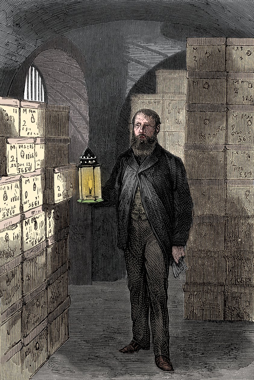 Seddelbutikk i hvelvene til Bank of England, c1870 av Unbekannt