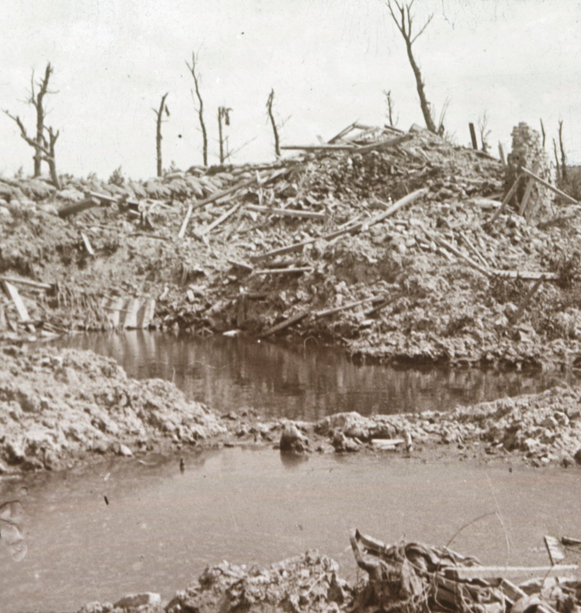 Banken av elven Yser, Diksmuide, Belgia, c1914-c1918 av Unbekannt