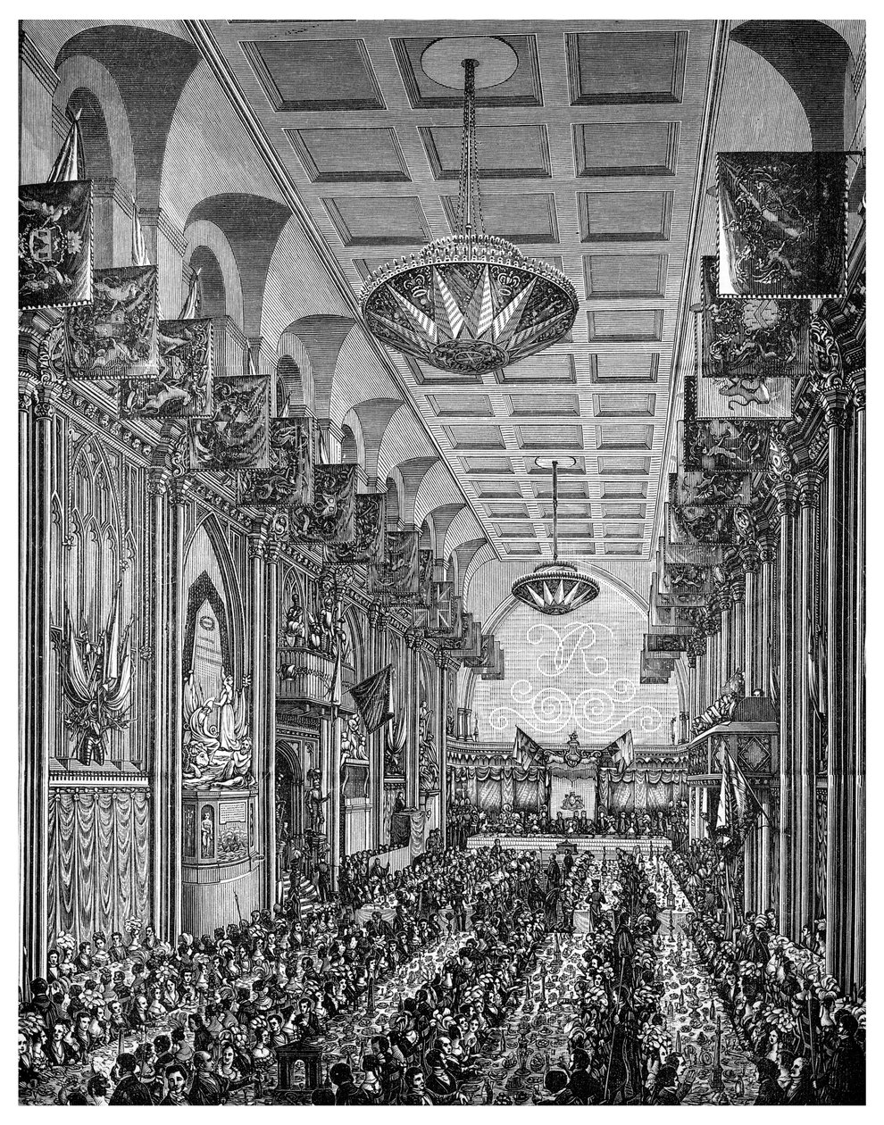 Bankett i Great Hall for Queen Victoria, Guildhall, City of London, november 1837 1886 av Unbekannt