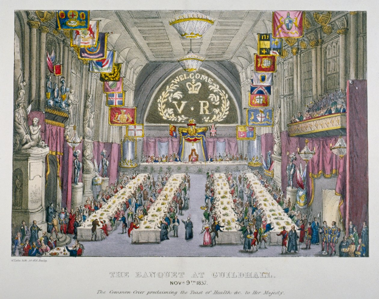 Bankett i Guildhall til ære for dronning Victoria, City of London, 1837 av Unbekannt