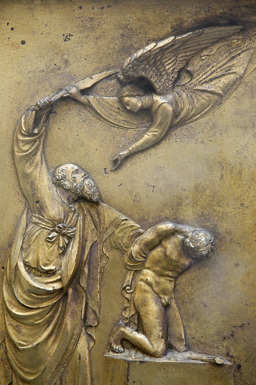 Dåpskapellet i San Giovanni. Paradisets port. Abraham ofrer Isaac Florence Italia av Unbekannt