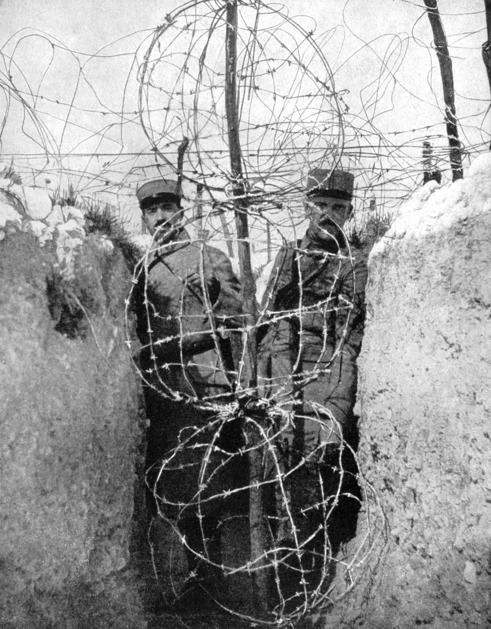 Piggtråd rundt en fransk grøft, første verdenskrig, 1915 av Unbekannt