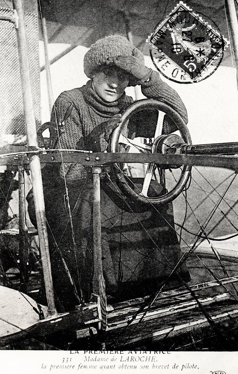 Baronesse Raymonde Delaroche, fransk flyger, 1909 av Unbekannt
