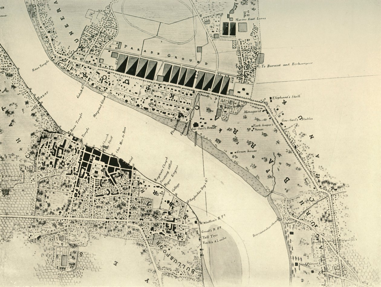 Barrackpore Park and Cantonment, 1841, 1925. av Unbekannt