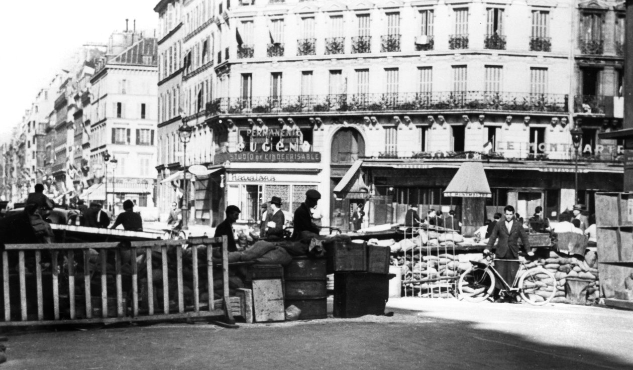 Barrikaden på Rue de Chateaudun, frigjøring av Paris, august 1944 av Unbekannt