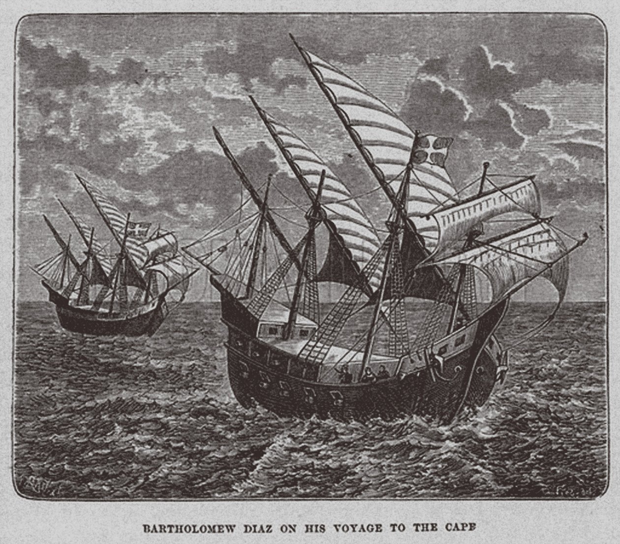 Bartholomew Diaz på sin reise til Sør-Afrika, 1878 av Unbekannt