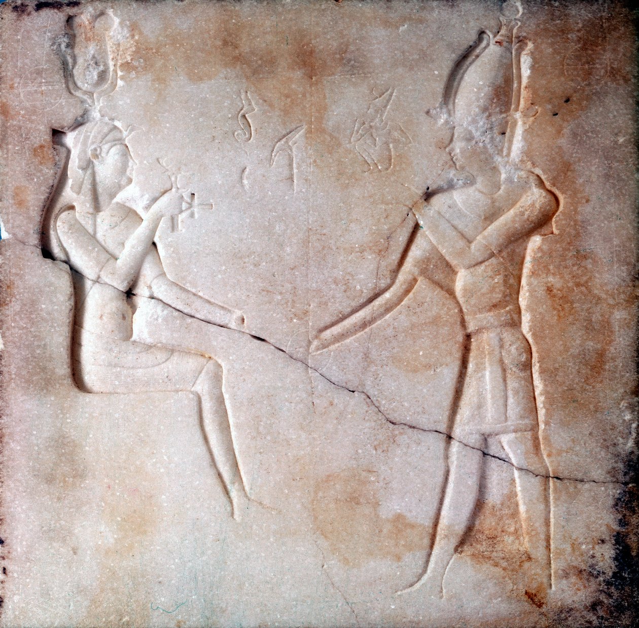 Basrelieff som viser gudene Isis og Osiris, ptolemaisk periode, det gamle Egypt, 323-30 f.Kr. av Unbekannt