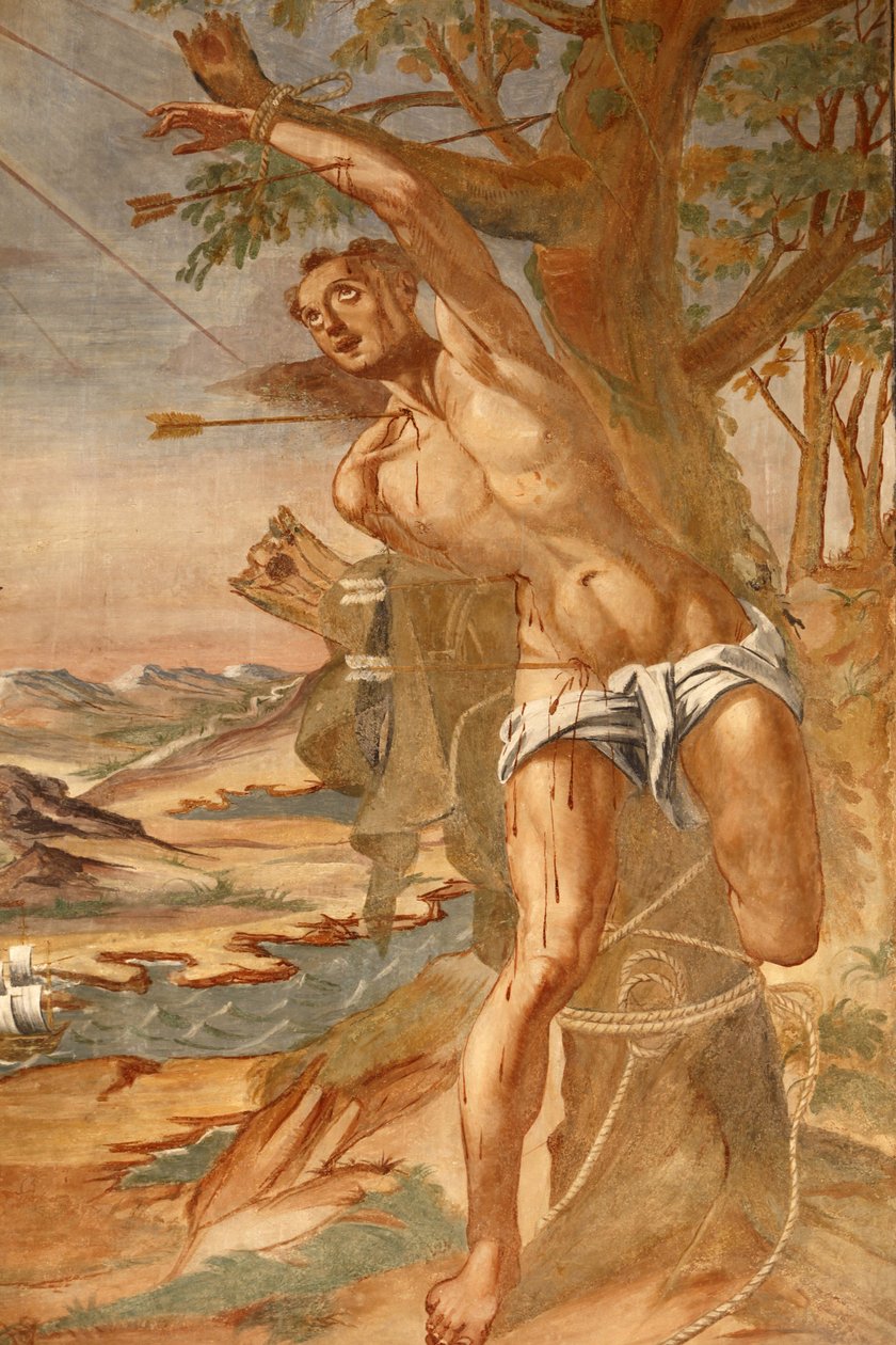 Basilica of Santa Caterina, Galatina, Apulia Fresco i klosteret Malt av BrJoseph av Gravina i 1696, Galatina, Italia av Unbekannt