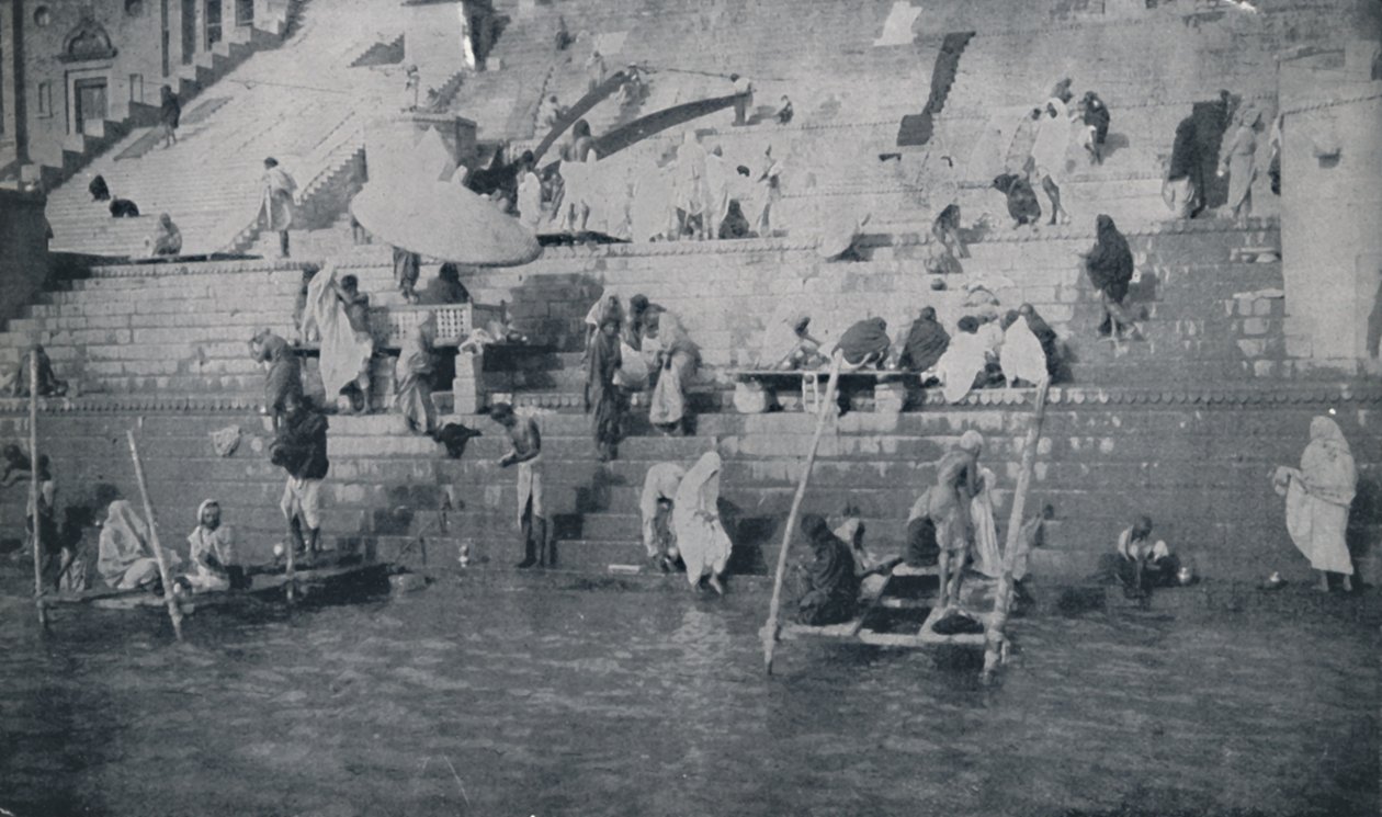 Bading ved Benares, 1924 av Unbekannt